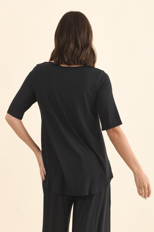 Buttery Black Half Sleeve Top,Brunette model,alt text|model:MJ image 4