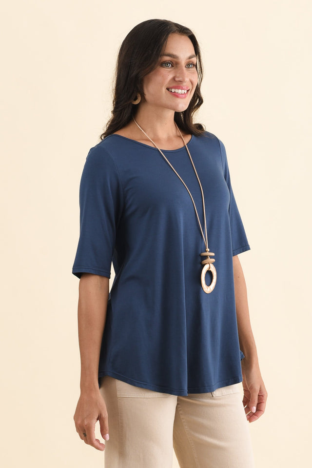 Buttery Blue Half Sleeve Top,Brunette model,alt text|model:Brontie image 4