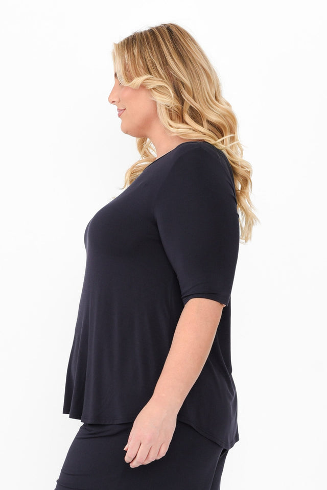 Buttery Navy Half Sleeve Top,Blonde model,alt text|model:Caitlin image 9