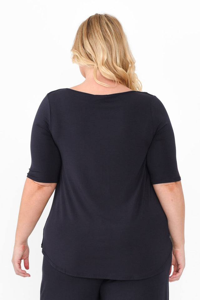 Buttery Navy Half Sleeve Top,Blonde model,alt text|model:Caitlin image 10