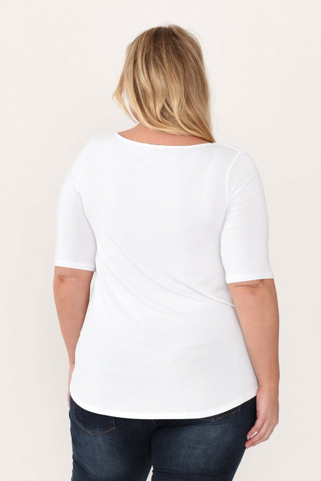 Buttery White Half Sleeve Top,Blonde model,alt text|model:Caitlin image 10