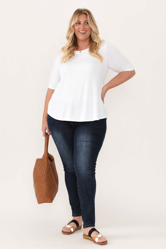 Buttery White Half Sleeve Top,Blonde model,alt text|model:Caitlin image 8