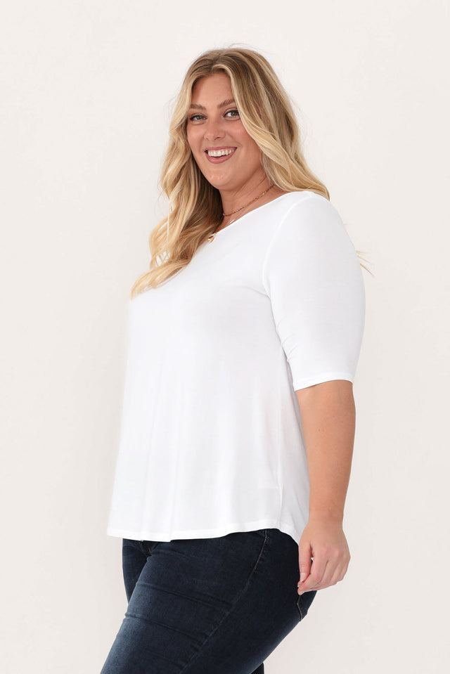 Buttery White Half Sleeve Top,Blonde model,alt text|model:Caitlin image 9