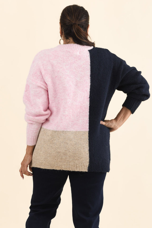 Cadence Pink Splice Knit Jumper,Brunette model,alt text|model:Pilita image 12