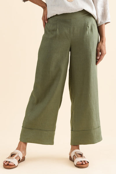 Cady Olive Linen Pants