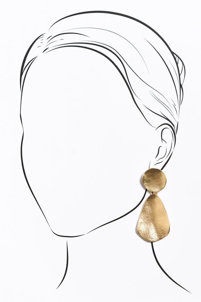 Cain Gold Disk Drop Earrings image 2