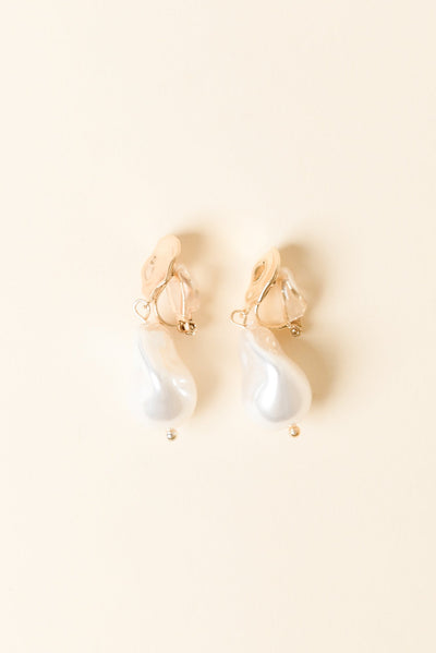 Calais Gold Pearl Clip On Earrings