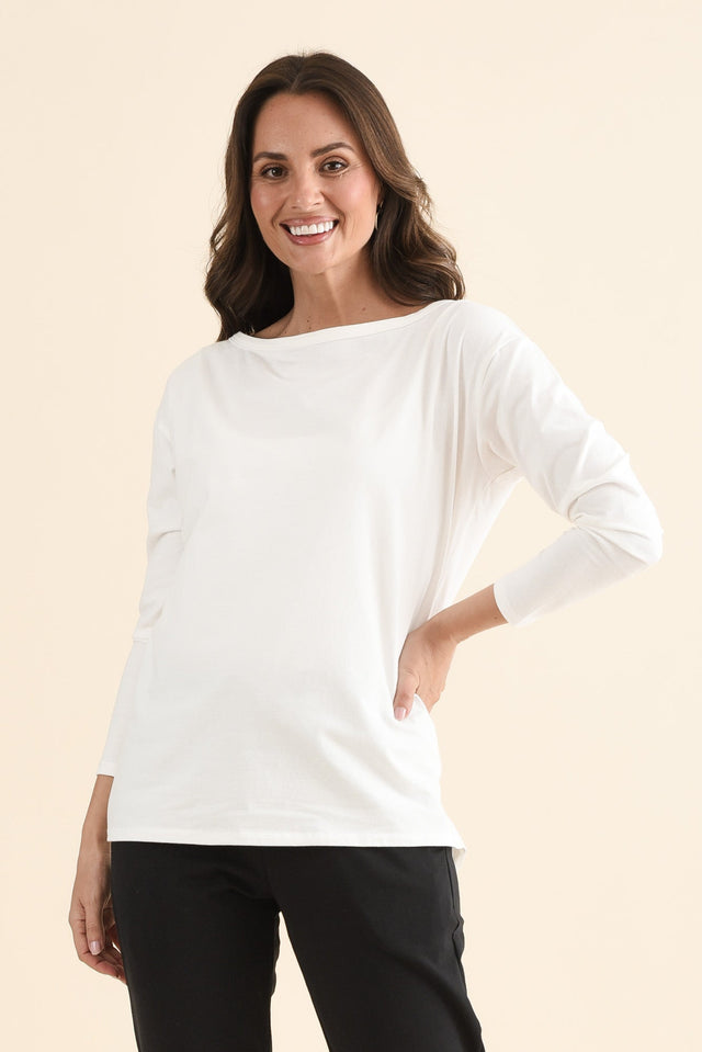 Calvin White Cotton Long Sleeve Tee image 1