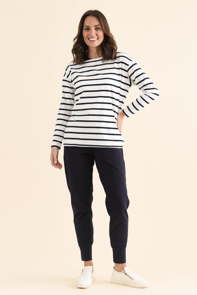 Calvin White Stripe Cotton Long Sleeve Tee image 6
