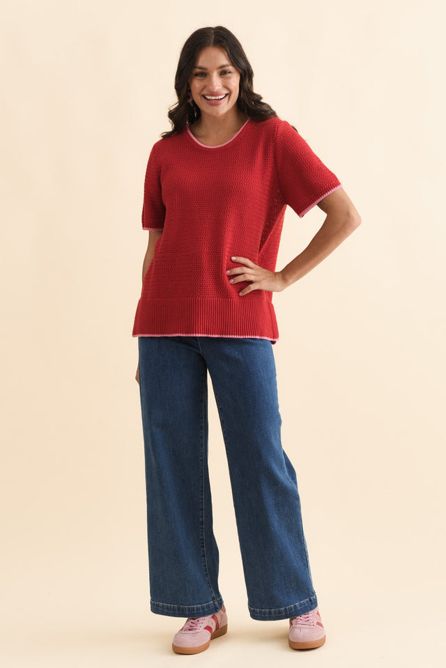 Alyssa Blue Wide Leg Stretch Jeans,Brunette model,alt text|model:Brontie image 7