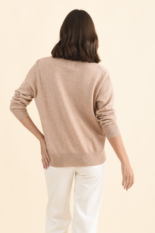 Camila Beige Wool Cashmere Jumper,Brunette model,alt text|model:MJ image 4