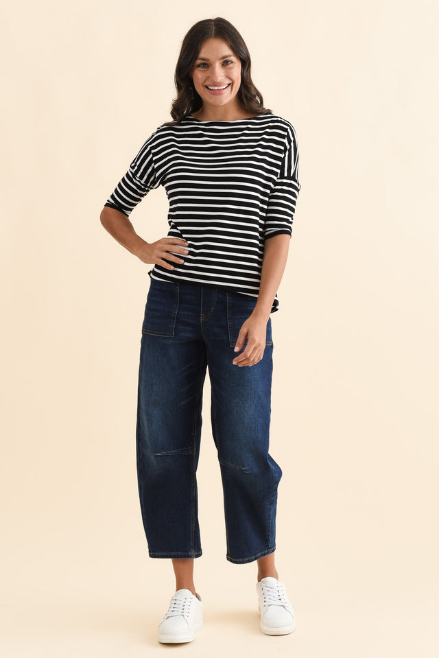 Camila Black Stripe Bamboo Top,Brunette model,alt text|model:Brontie image 9