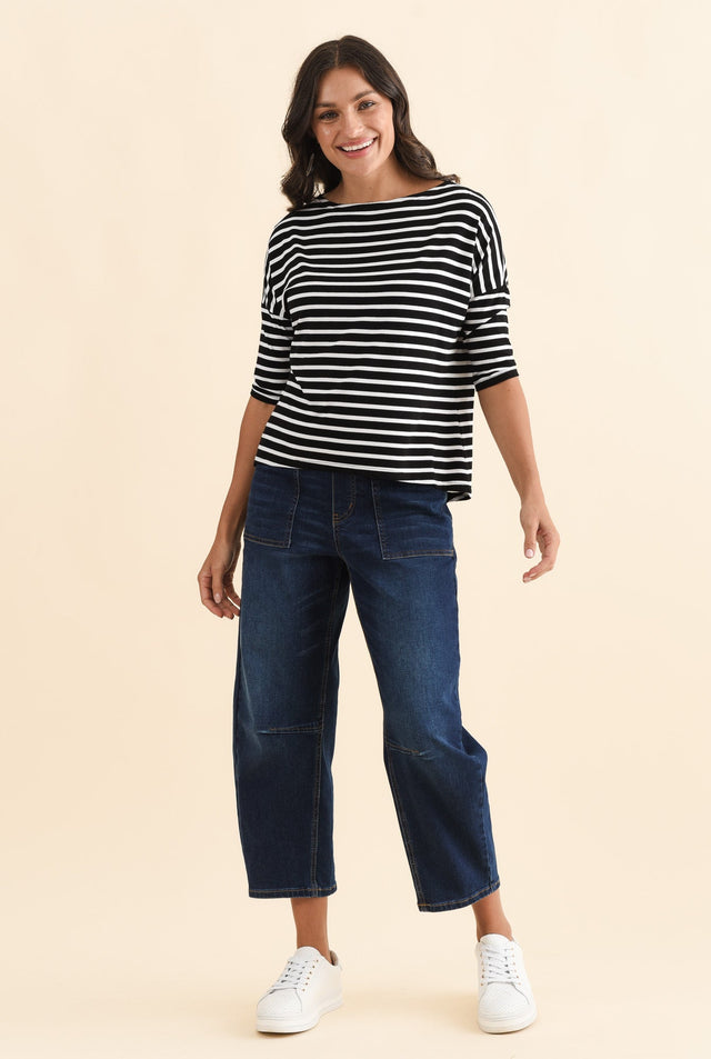 Camila Black Stripe Bamboo Top,Brunette model,alt text|model:Brontie image 4