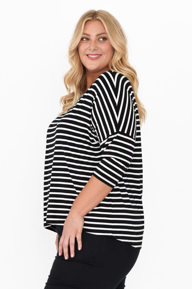 Camila Black Stripe Bamboo Top,Blonde model,alt text|model:Caitlin image 13