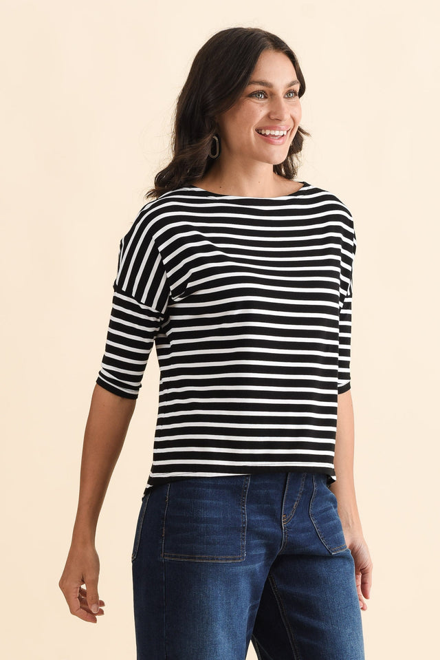 Camila Black Stripe Bamboo Top,Brunette model,alt text|model:Brontie image 5
