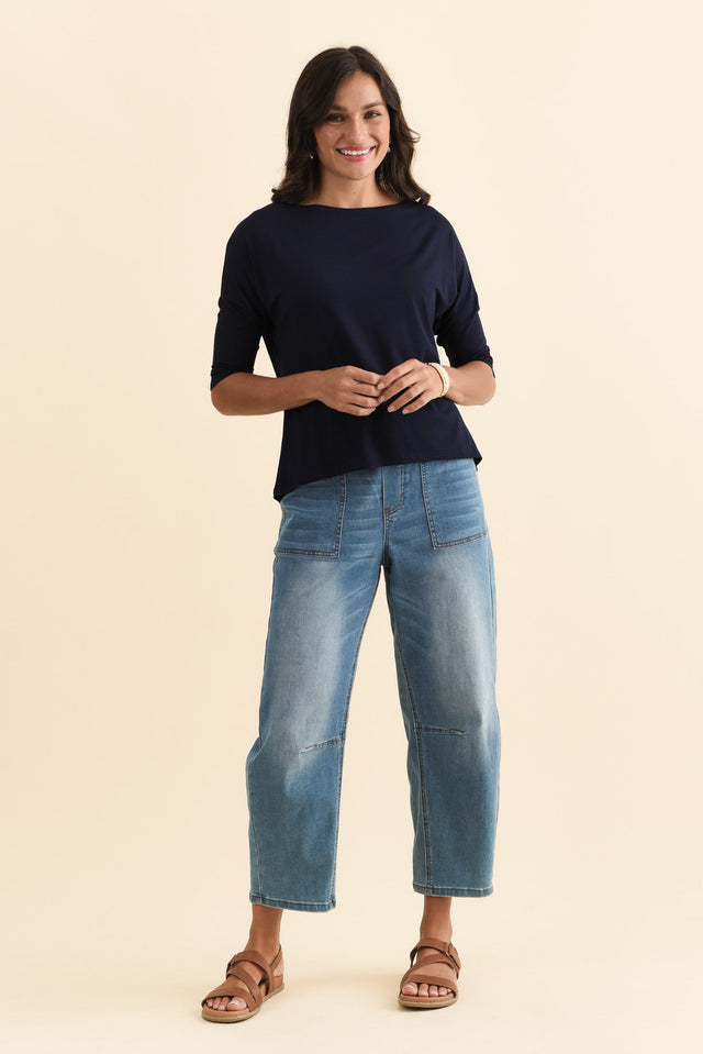Camila Navy Bamboo Top,Brunette model,alt text|model:Brontie image 9