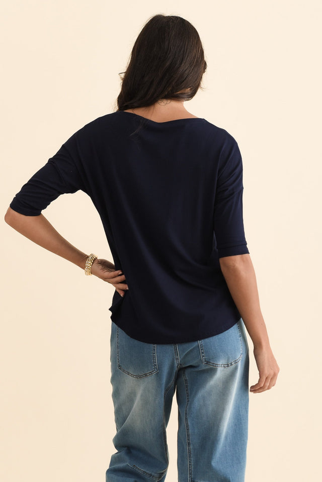 Camila Navy Bamboo Top,Brunette model,alt text|model:Brontie image 6