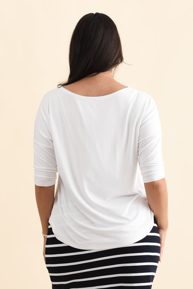 Camila White Bamboo Top,Brunette model,alt text|model:Emilia image 13
