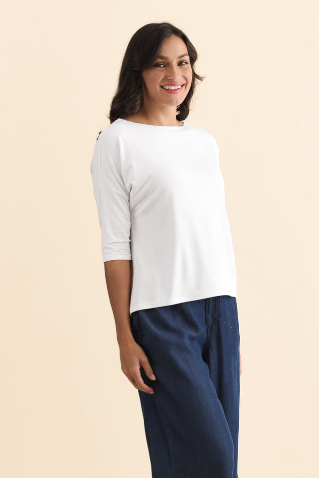 Camila White Bamboo Top,Brunette model,alt text|model:Brontie image 6