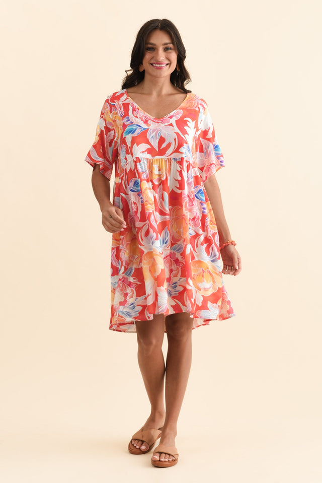 Carlita Coral Flower Pocket Dress,Brunette model,alt text|model:Brontie image 8