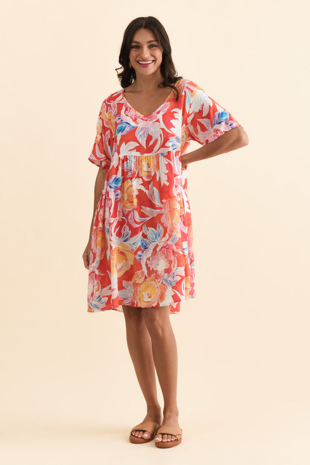 Carlita Coral Flower Pocket Dress,Brunette model,alt text|model:Brontie image 4