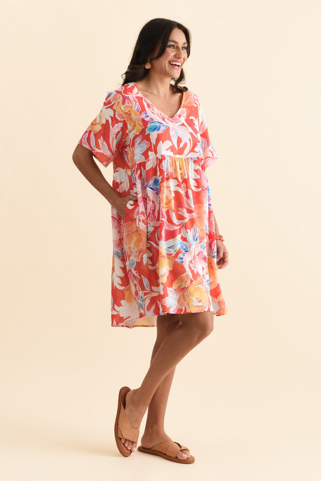 Carlita Coral Flower Pocket Dress,Brunette model,alt text|model:Brontie image 5