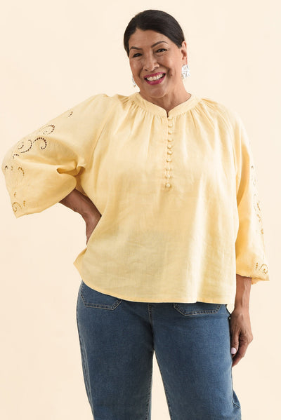 Carlson Yellow Embroidered Blouse