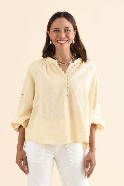 Carlson Yellow Embroidered Blouse