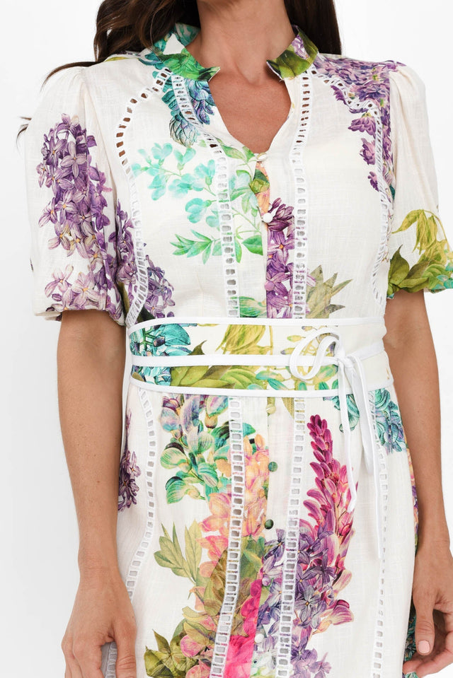 Carlyle Wisteria Alba Linen Blend Dress,Brunette model,alt text|model:Elouise image 6