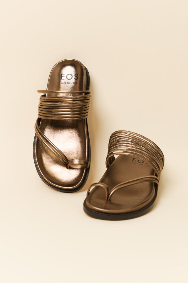 Carmelle Bronze Leather Strappy Slide image 2