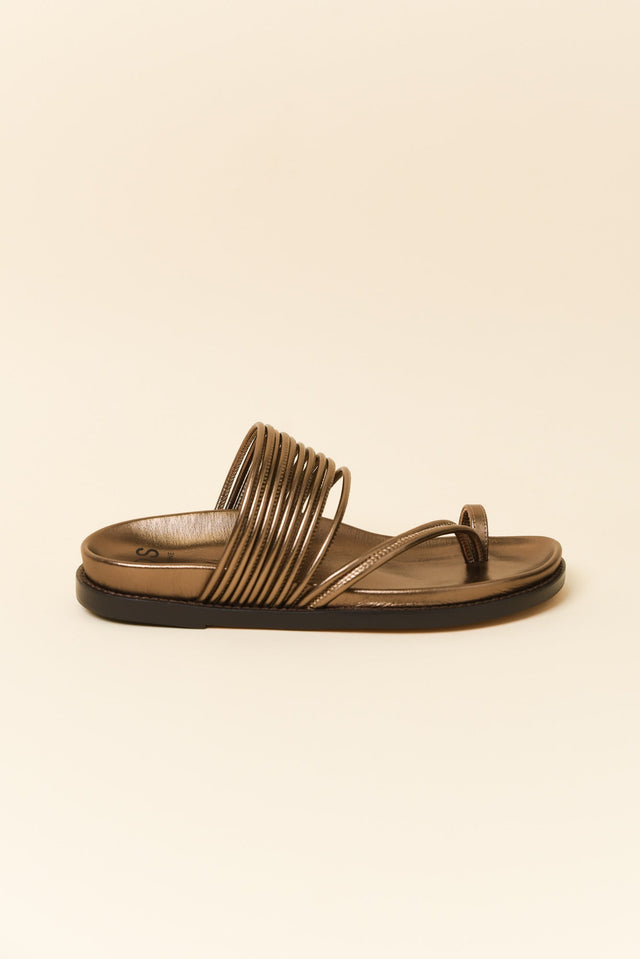 Carmelle Bronze Leather Strappy Slide image 1
