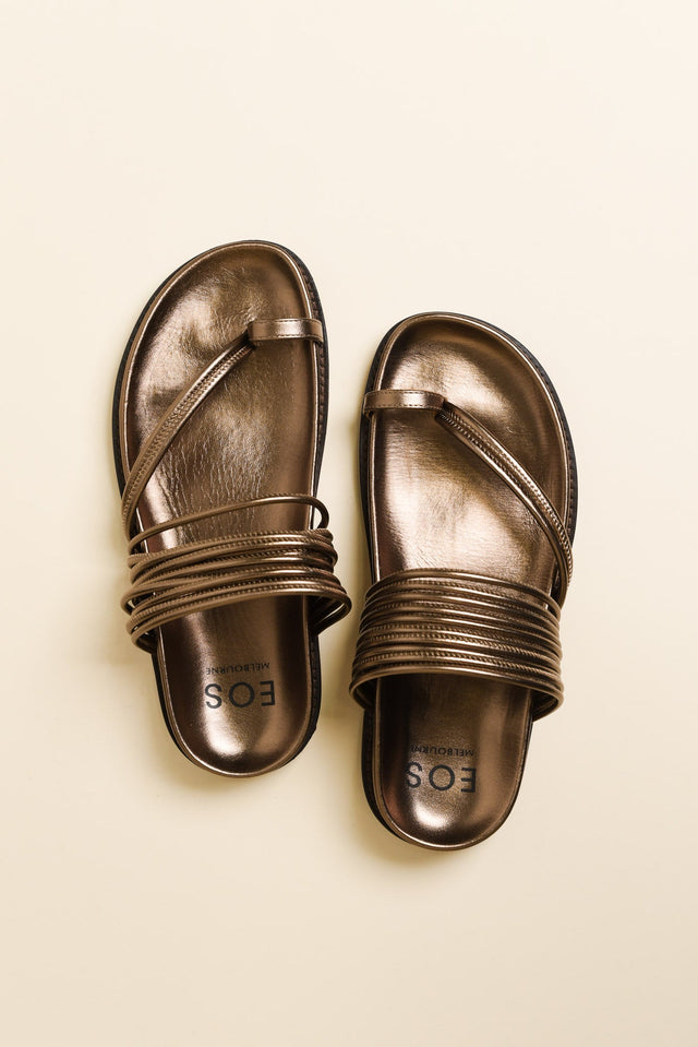 Carmelle Bronze Leather Strappy Slide image 4
