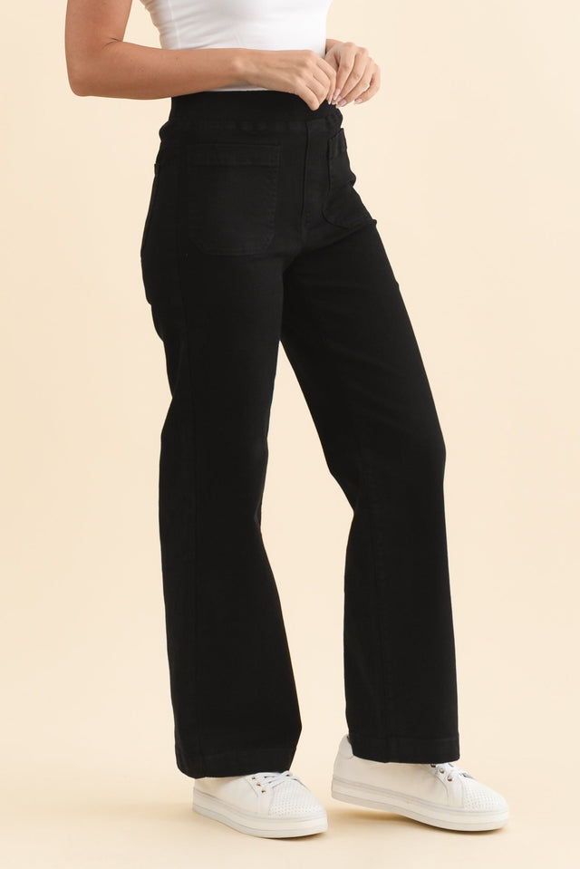 Carpenter Black Stretch Jeans,Brunette model,alt text|model:MJ image 4