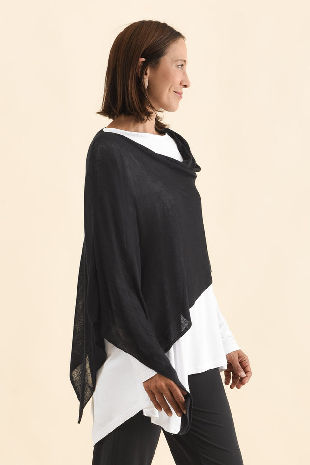 Carrie Black Cashmere Bamboo Poncho image 4