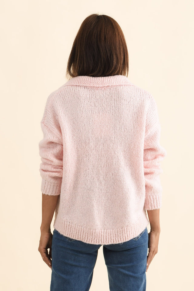 Carson Pink Collared Knit Jumper,Brunette model,alt text|model:Cara image 6