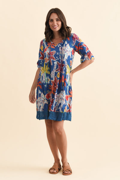 Cayman Blue Safari Cotton Tunic Dress
