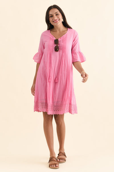 Cayman Bright Pink Cotton Tunic Dress
