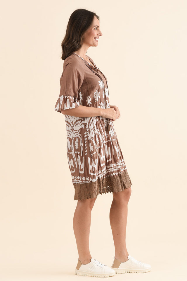 Cayman Mocha Beach Cotton Tunic Dress,Side,Brunette model,alt text|model:MJ image 3