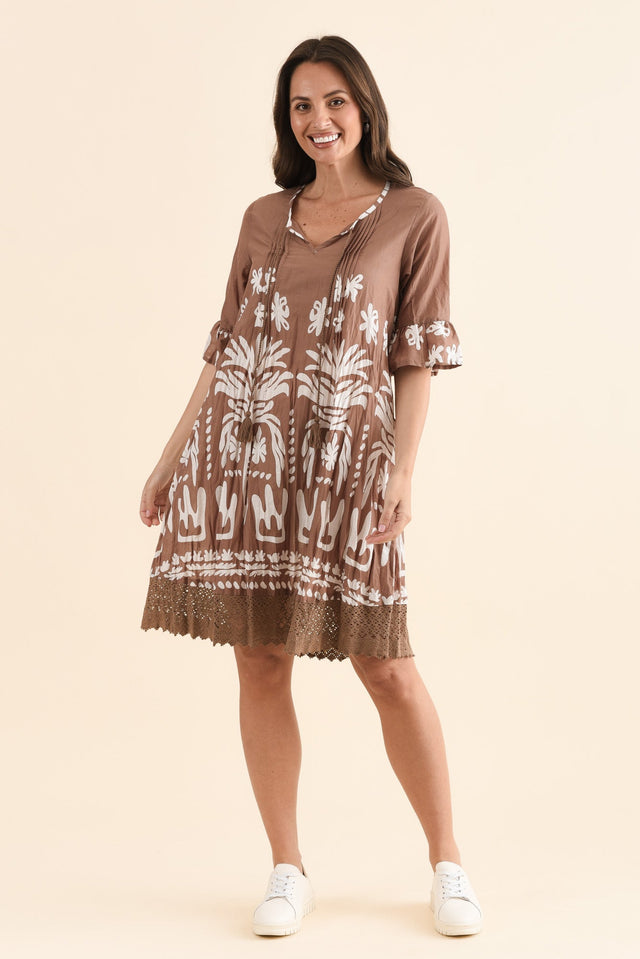 Cayman Mocha Beach Cotton Tunic Dress,Full Body,Brunette model,alt text|model:MJ image 6