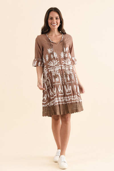 Cayman Mocha Beach Cotton Tunic Dress