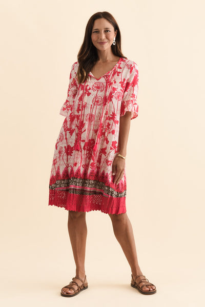 Cayman Pink Dandelion Cotton Tunic Dress