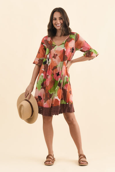 Cayman Pink Floral Cotton Tunic Dress