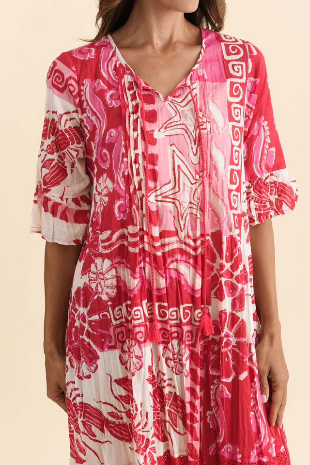Cayman Red Sea Cotton Tunic Dress,Brunette model,alt text|model:Cara image 6