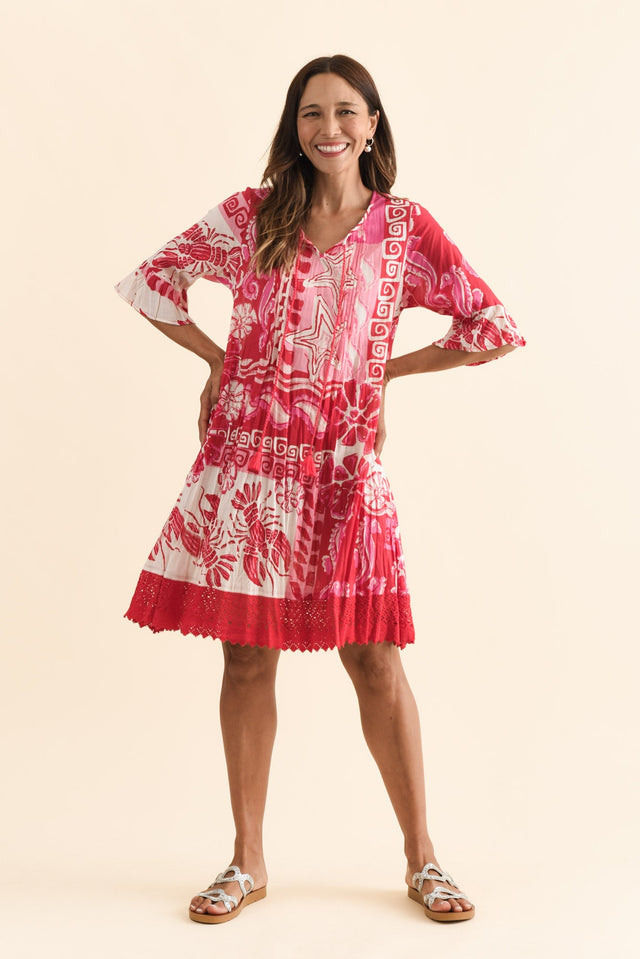 Cayman Red Sea Cotton Tunic Dress,Brunette model,alt text|model:Cara image 7