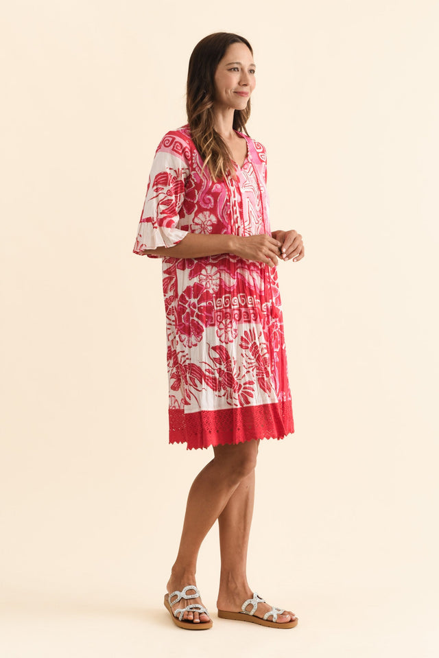 Cayman Red Sea Cotton Tunic Dress,Brunette model,alt text|model:Cara image 4
