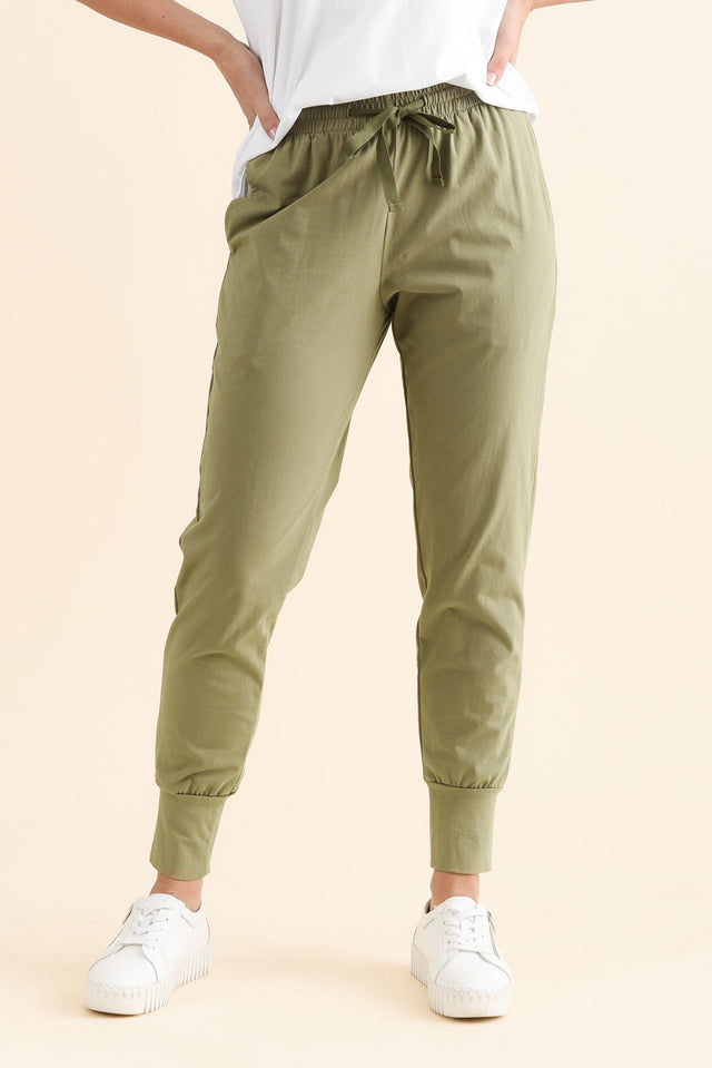 Chandler Khaki Cotton Drawstring Pants