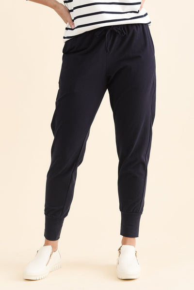 Chandler Navy Cotton Drawstring Pants