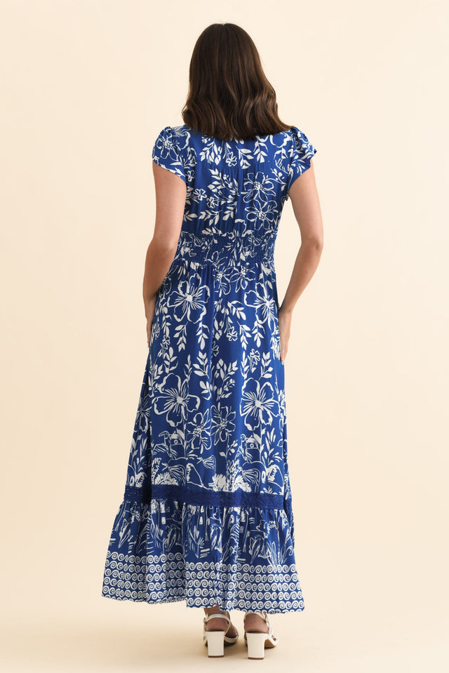 Chappelle Blue Floral Button Dress,Brunette model,alt text|model:MJ image 5