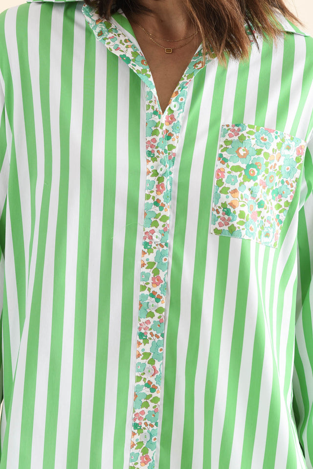 Charleston Green Floral Stripe Cotton Shirt image 5