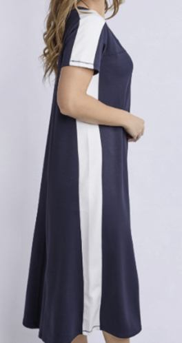 Chicago Navy Stripe Tee Dress,REF image 1